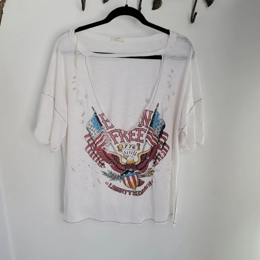 Emory park distressed born free moto style tshirt